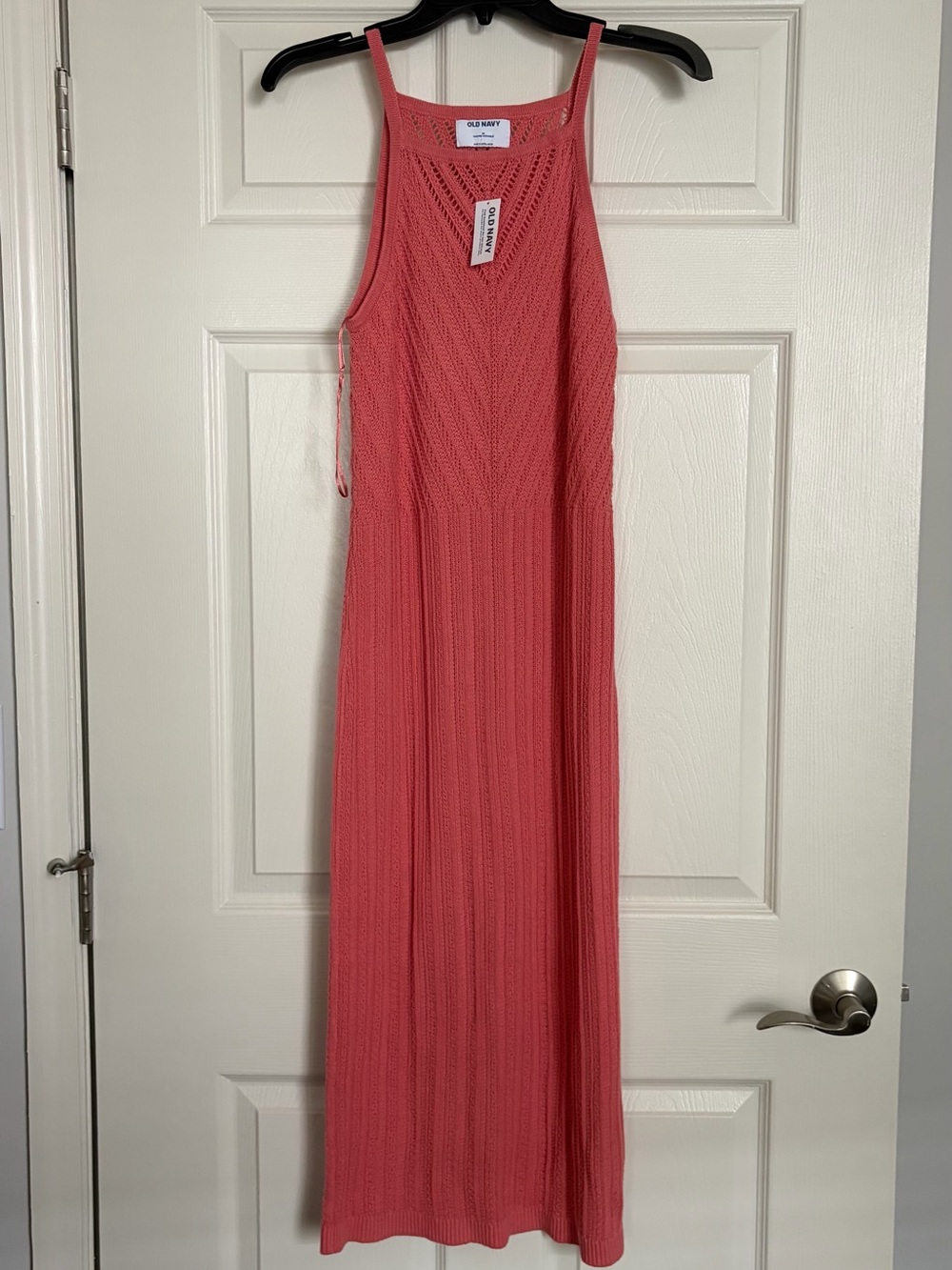 Old Navy Coral Knit Halter Maxi Dress